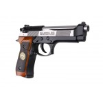 Страйкбольный пистолет M92F BIOHAZARD, металл, черный/хром, блоу бэк (WE) WE-M92SPS-2T-20582TS